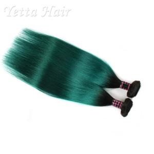 China Dark Root Green Brazilian Virgin Remy Human Hair / Silky Straight Hair Weave wholesale