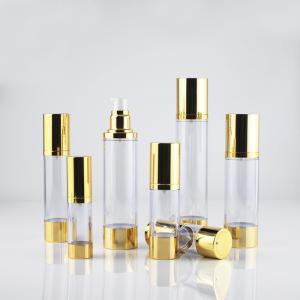 China Silver Gold Aluminum Toner Airless Pump Bottle 50ml Frosted Plastic Bottle wholesale
