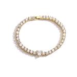 18k Gold Plated Full Diamond Bracelet 925 Sterling Silver Pink White Heart