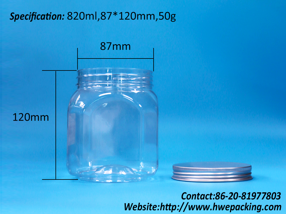 Polygonal Shape PET Plastic Cookies Rock Candy Nuts Paper Jar Aluminium Lid
