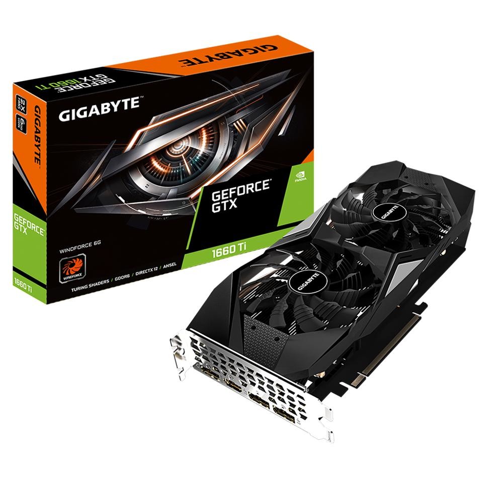 GIGABYTE GeForce GTX1660Ti WINDFORCE 6G GPU with 2 X 100 mm Unique Blade Fans Grapics Card (GV-N166TWF2-6GD)