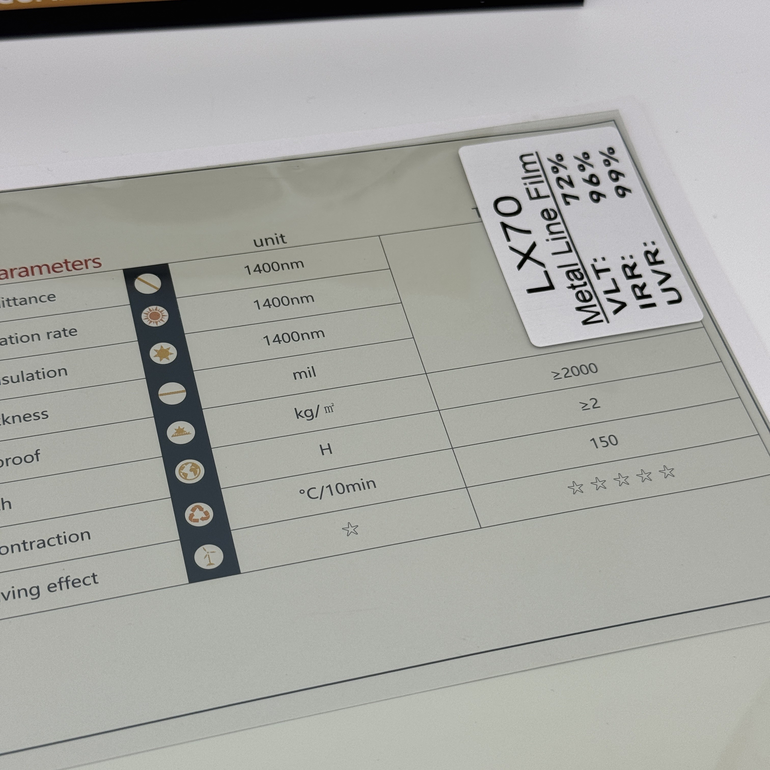 High Clarity Window Metalized Film LX70 Light Green VLT70% Customized