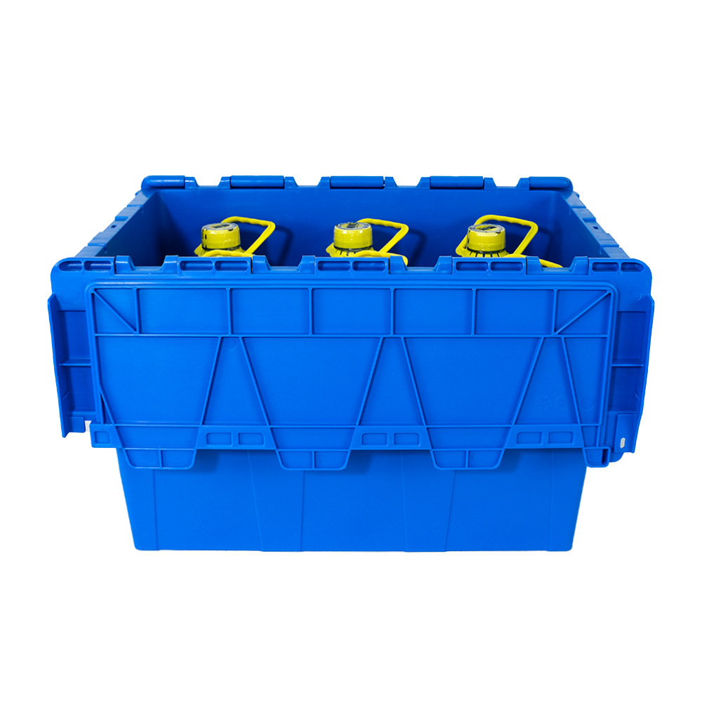 Stackable and Nestable Heavy Duty Turnover Box with Attached Lid PP Plastic Crate