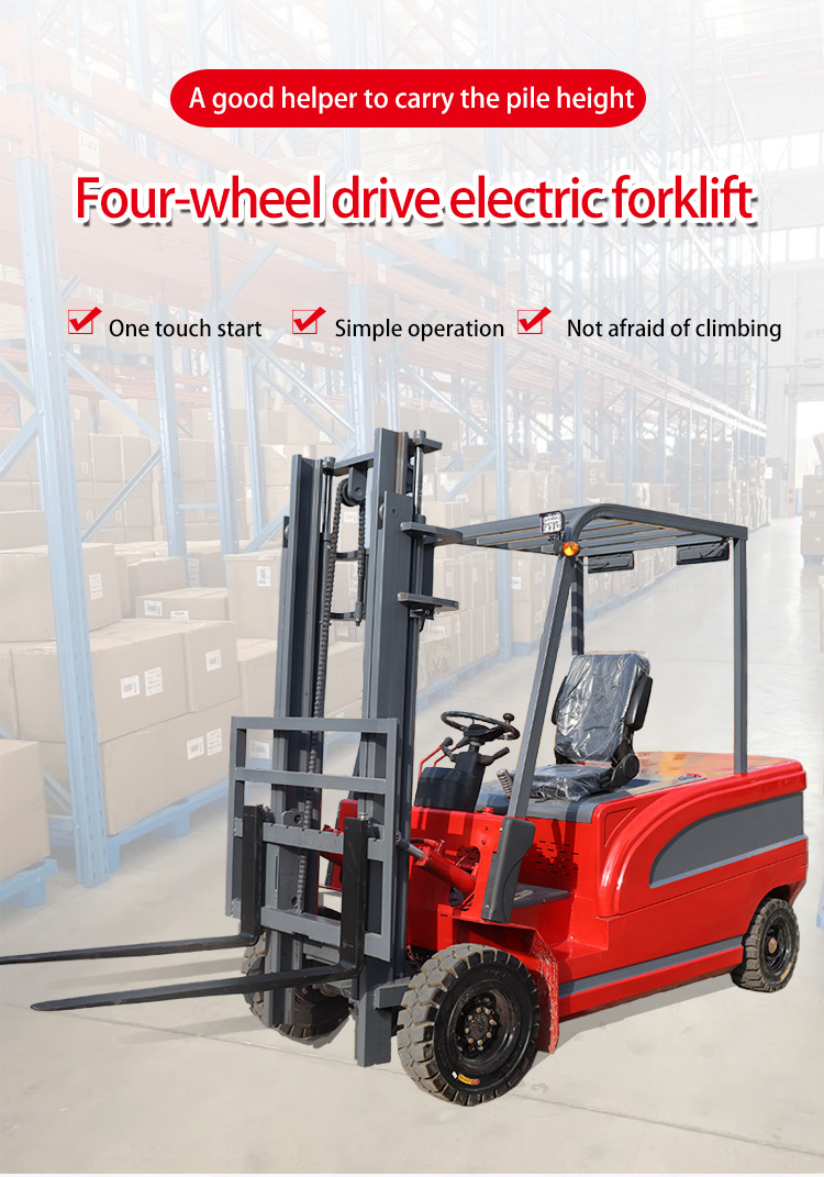 1.8ton 2500 Kg 24v100ah Tyre 2.5 T Dc Motor 3t Narrow Freight Trucks 2t Capacity Wheel Electric Forklift 4 Wheels Lithiu