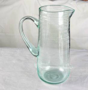 China Recycle Green Spiraling Bubbles Glass Water Pitcher , Large Glass Pitcher wholesale
