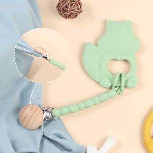 China Green Round Silicone Pacifier Clip OEM ODM Dummy Clips Silicone wholesale