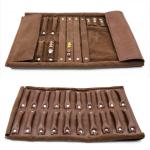 Western Cowboy Style Brown Travel Jewelry Case Roll For Long Necklaces