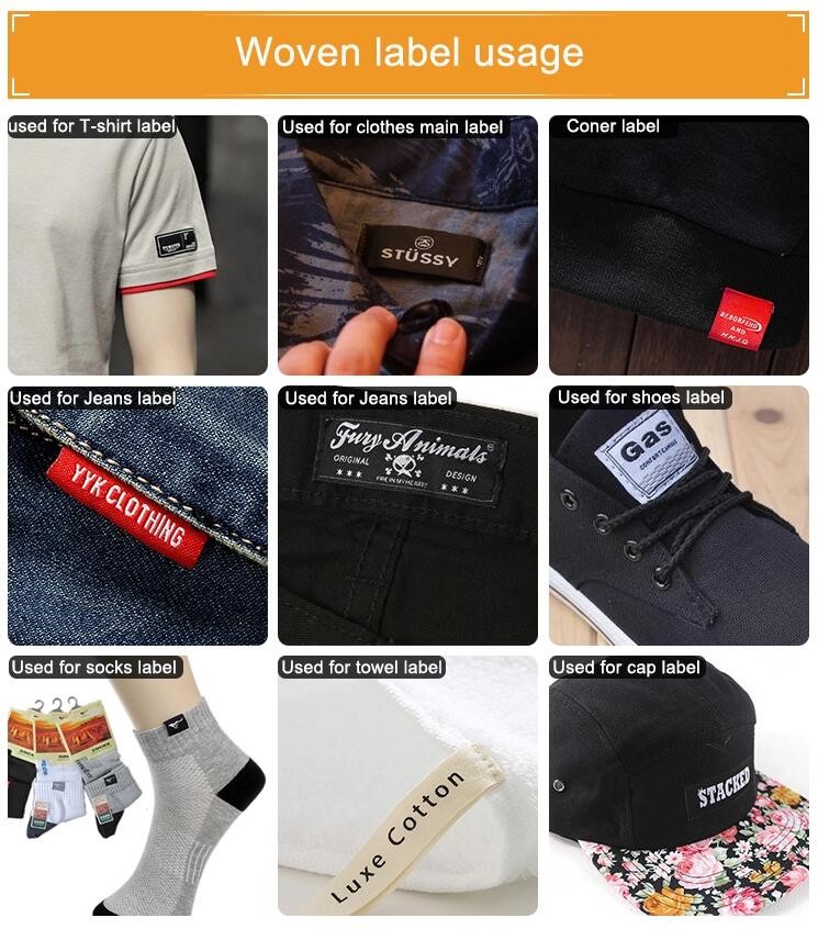 Iron On Woven Apparel Labels Adhesive For T - Shirt Neck Ultrasonic Cut