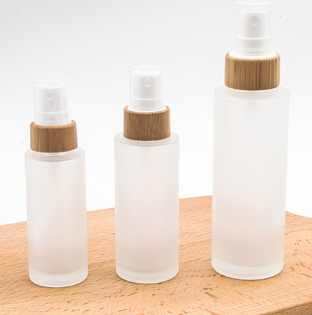 50g Face Cream Recycled Cosmetic Glass Jar With Bamboo Cap