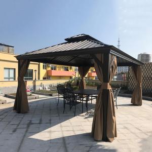 China Outdoor Hardtop Gazebo Aluminum Frame Double Roof With Curtains wholesale