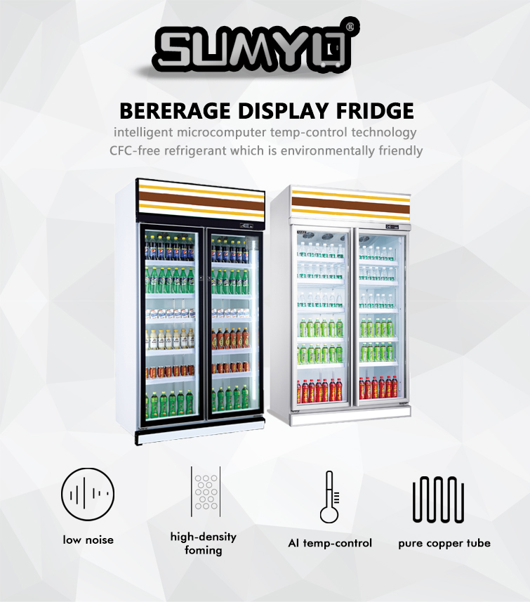 Convenience Store 1 2 3 Upright Glass Doors Commercial Beverage Display Chiller Freezer Cooler Refrigerator