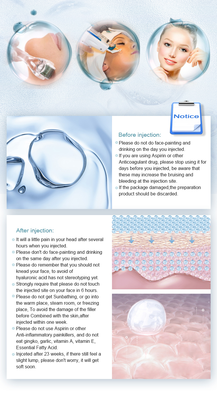 Non Cross Linked Hyaluronic Acid Injection Face Gel Skin Whitening Anti Aging