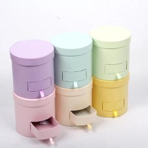 China Round cardboard box popular kraft paper flower box with drawer wholesale