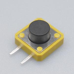 China 2 Side Pin Momentary Tactile Switch 50mA Rating Yellow House With Black Button wholesale