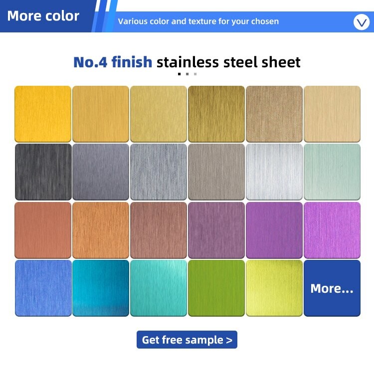 SS304 316 Brush Satin No.4 Anti-Fingerprint Finish Color Stainless Steel Sheet