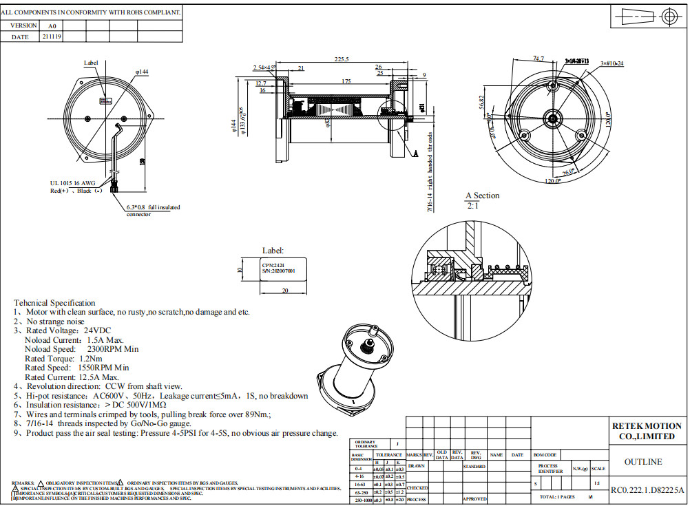Tight Structure Single Phase Ac Motor , Capacitor Start Motor Rated Speed 1300RPM