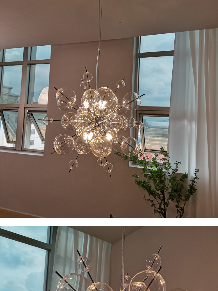 Nordic Led Home Decoration Chandelier Modern Sea Urchin Dandelion Glass Ball Pendant Lamp(WH-GP-180)