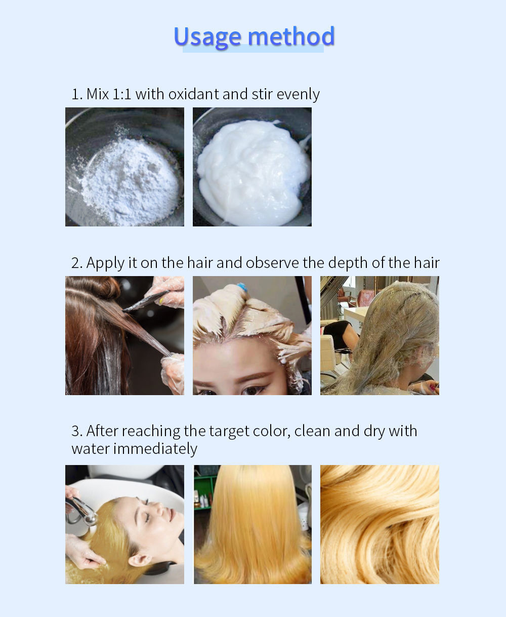 Brilliant Blue Hair Bleach Powder To Create Salon Grade Blonde For 8-9 Levels