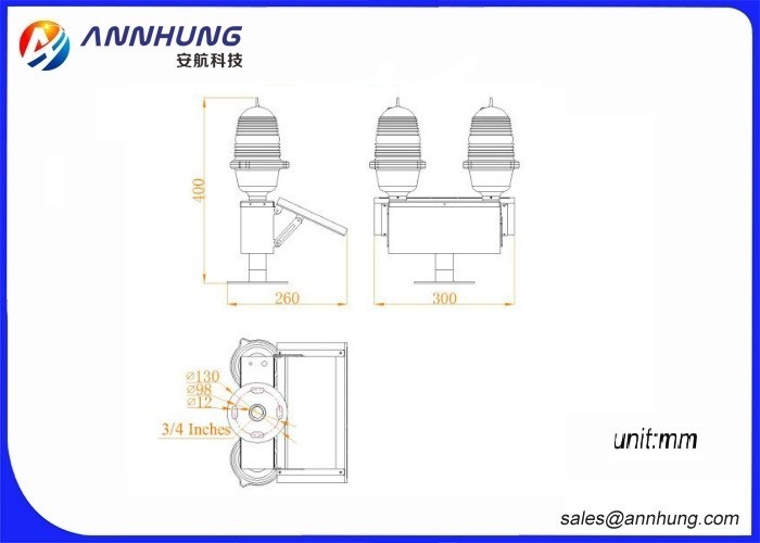 Low - Intensity Double Solar Aviation Obstruction Light For Wind Turbine