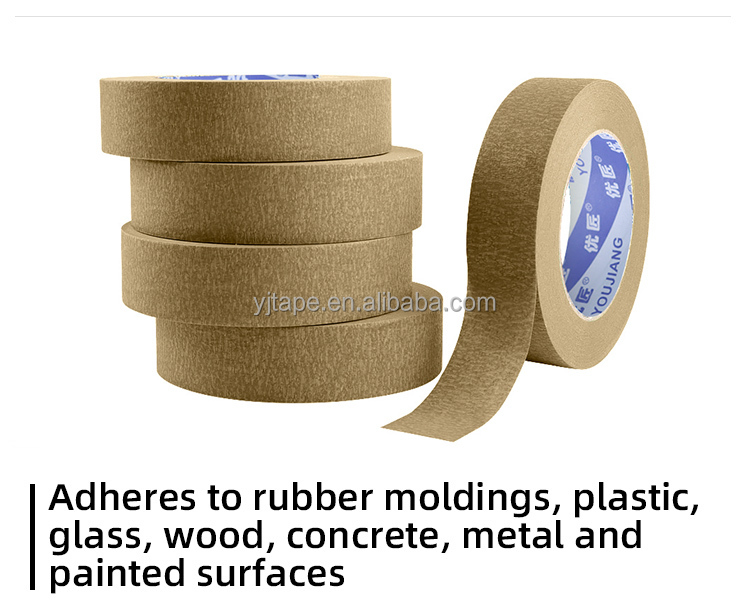 Brown Crepe Paper Sharp Car Painters Masking Tape Custom High Temperature Resistance