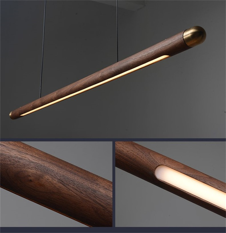 Rural Chandelier Black Walnut simple Strip Kitchen Home indoor Wood Chandelier(WH-MI-397)