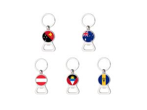 China Custom personalized national holiday promotion printed country flag logo bottle opener key ring, wholesale