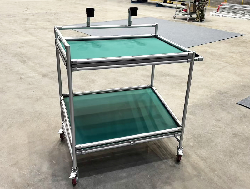 Material Rack System Made From The Third Generation Lean Pipe Aluminum Alloy Tube  Assemble Cart  Hand Trolley