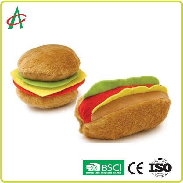 0.1kgs Hamburger Pet Plush Toy Three Charming Sounds