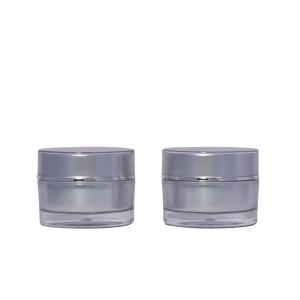 China Acceptable Customer's Logo Luxury 10g Round PS Silver Empty Clear Plastic Packaging Cosmetic Cream Jar for Lip Balm wholesale