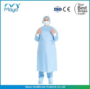 China Spunlace Medium Sterile Surgical Gowns Blue SMMS Surgical Gown wholesale