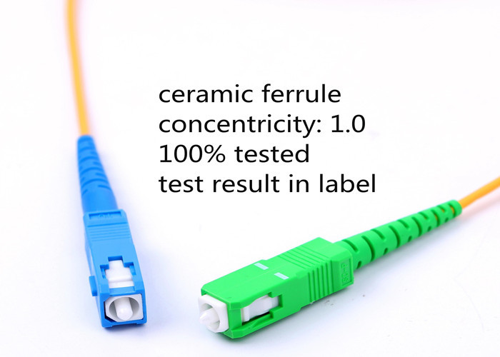 Yellow 100M SC APC to SC UPC Duplex Fiber Patch Cord Multimode