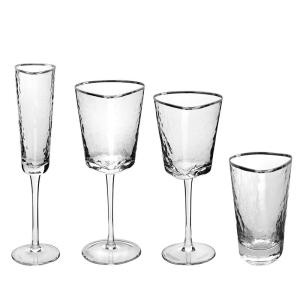 China Handmade Gold Rim Hammered Champagne Flutes 150ml Dia 6.8cm wholesale