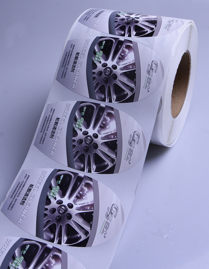 Custom printing glossy waterproof car hubs detergent bottle packaging sticker labels rolls