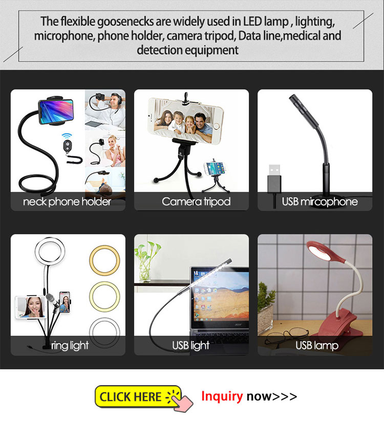 Brass Flexible Gooseneck Hose Camera Stand Silicone Bendable Metal Tubing Black