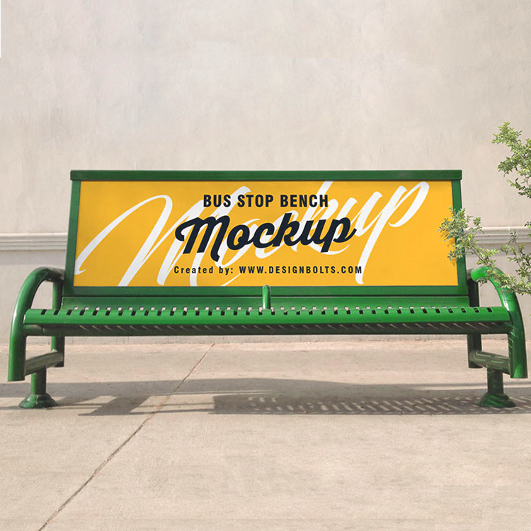 Powder Coated Wearproof EN840 Certificate Metal Bus Stop Bench
