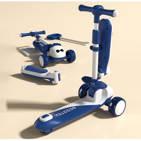 3 Wheel Ride On Folding Big Wheel Scooter Car for Kids Yellow Pink Blue Gender-Neutral