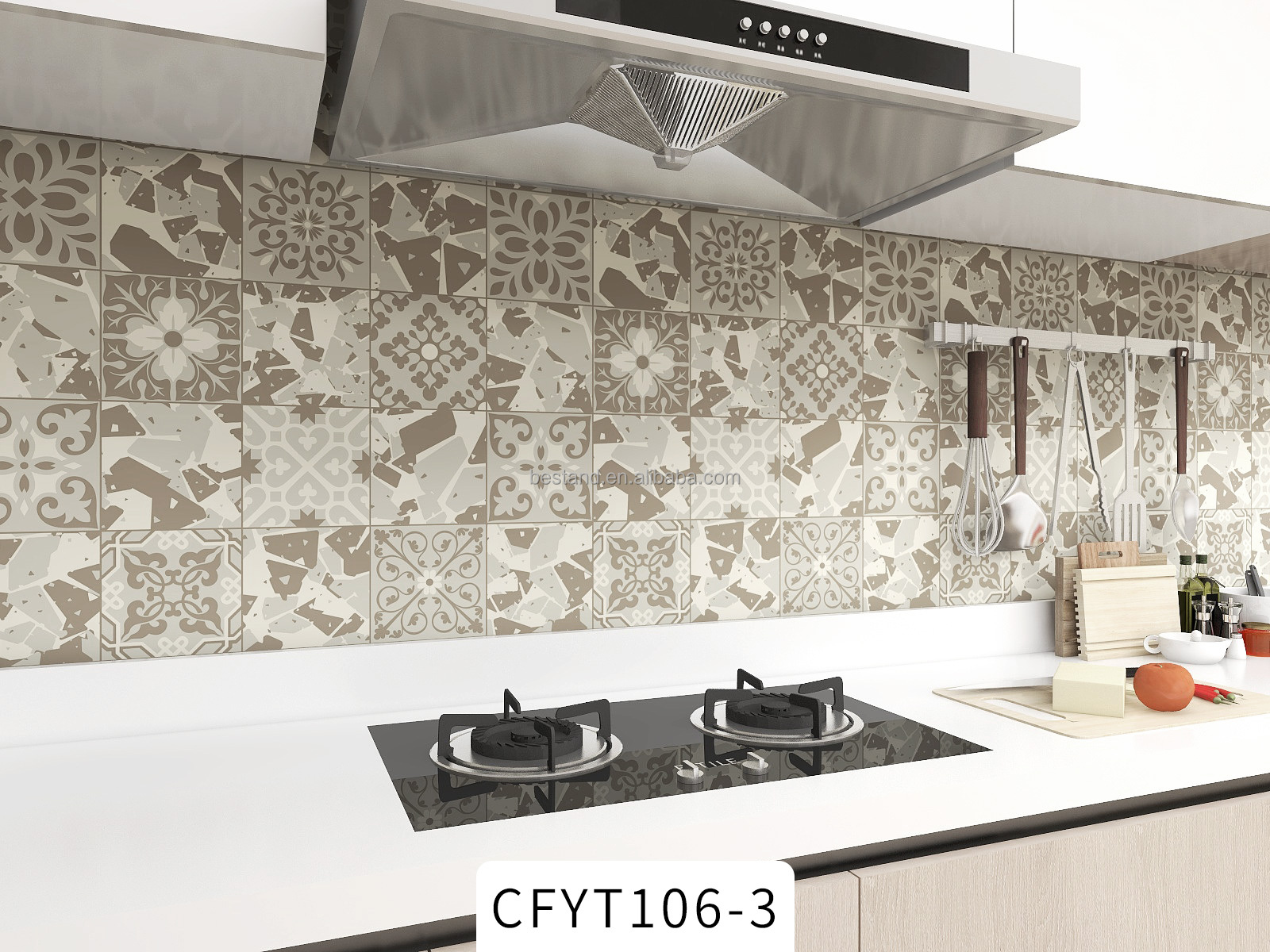 Removable Self-adhesive Foil Sticker Kitchen Backsplash Wallpaper Roll Waterproof Wall Paper for Decorative Tile