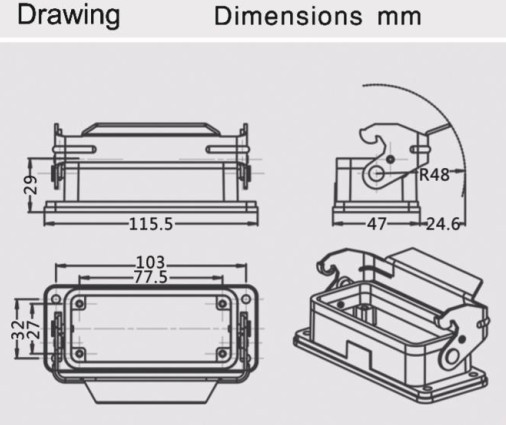 16Pin housing 1 lever
