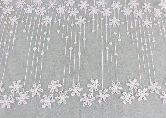 51 Inches Ivory Flower Embroidered Mesh Lace Fabric For French Wedding Dresses