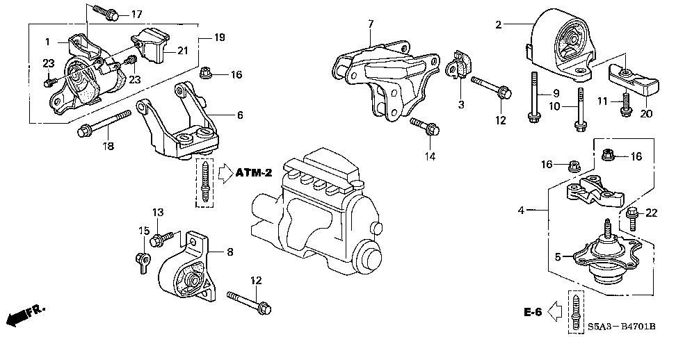 50805-S5A-023 50810-S5A-013 Car Engine Mounting 50820-S5A-A04 50840-S5A-980 For CIVIC VII