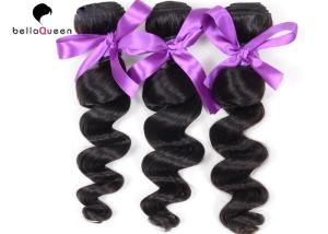 China Loose Wave Peruvian Hair , Virgin Natural Black Hair Extensions Tangle-Free wholesale