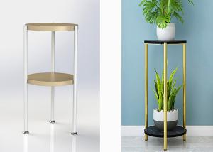 China Round Shelves Bamboo And Metal Home Display Rack Floor Type For Living Room wholesale
