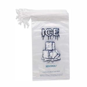 China Gravure Printing LDPE Plastic Disposable Ice Bags With Cotton Drawstring wholesale