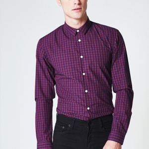 China Slim Fit Mens Office Wear Shirts , Bright Color Men's Business Casual Shirts wholesale