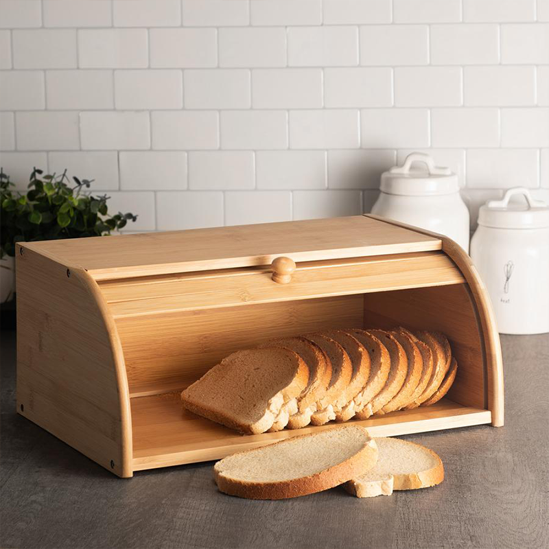 BAMBOO Bread Box Bins One Layer Food Containers Big Drawer Storage for Home Accessories