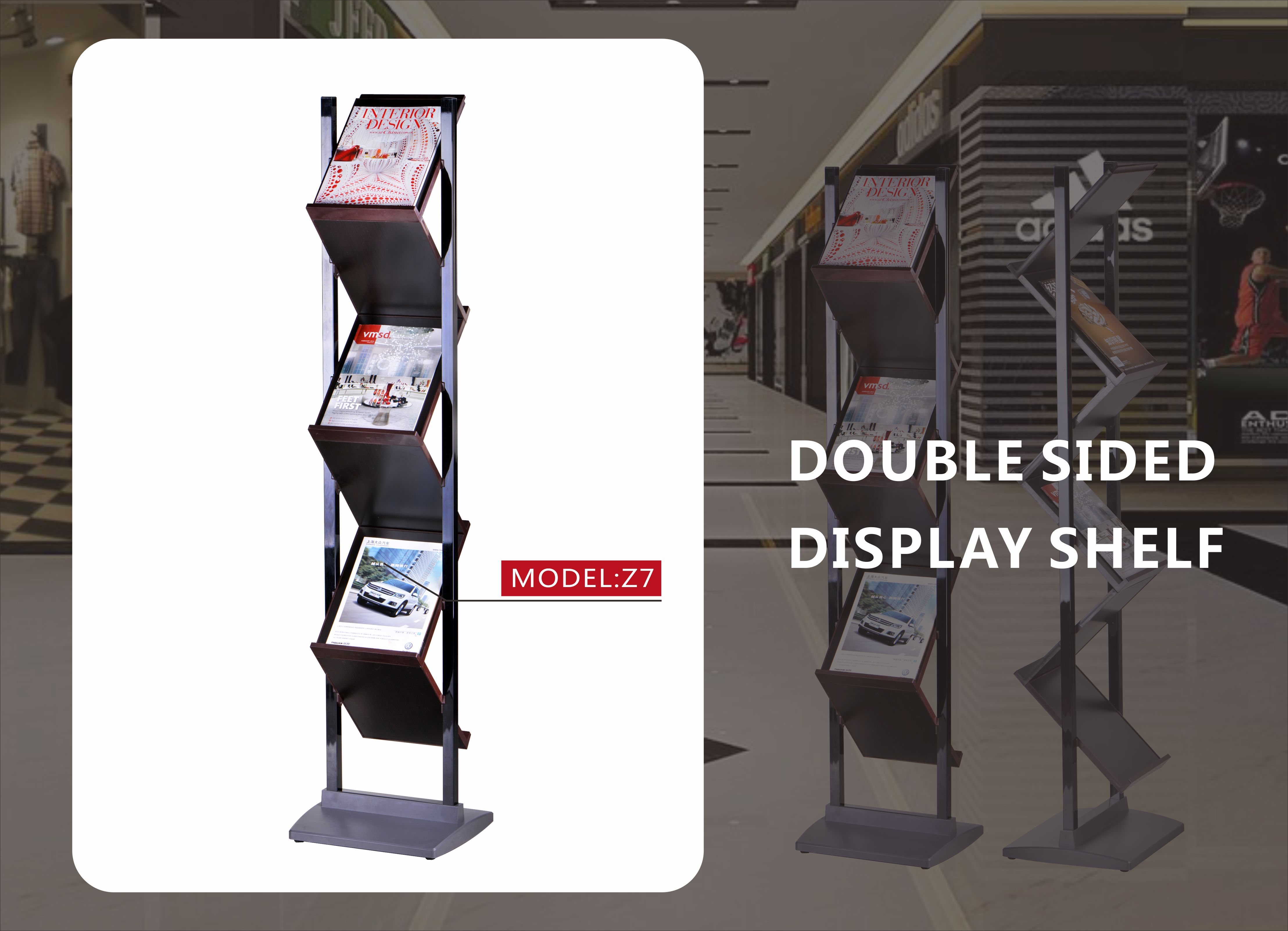OEM 240X305mm Floor Standing Display Rack Double Sided Display Stand