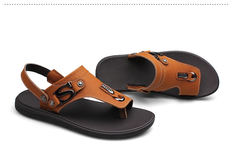 Comfortable Mens Leather Slippers Shoes With Genuine Leather Upper