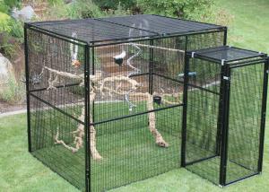 China Durable Outdoor Aviary Cage , Metal Bird Cage Black Or Dark Green Color wholesale