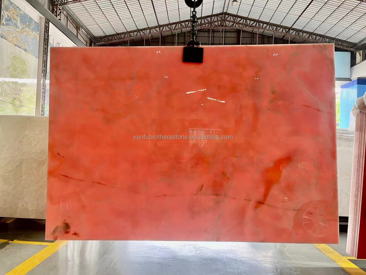 Modern Translucent Crystal Pink Onyx Slab Stone Lamps for Backlit Wall Background Panel