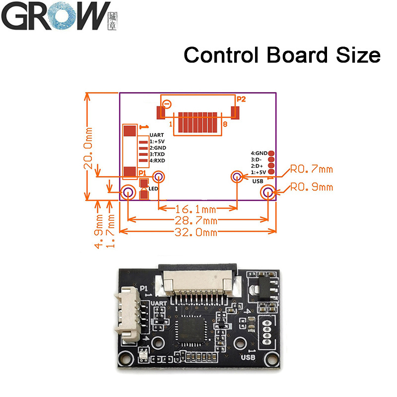 Grow R303s FPC1020 Capacitive Fingerprint Module with Free Sdk